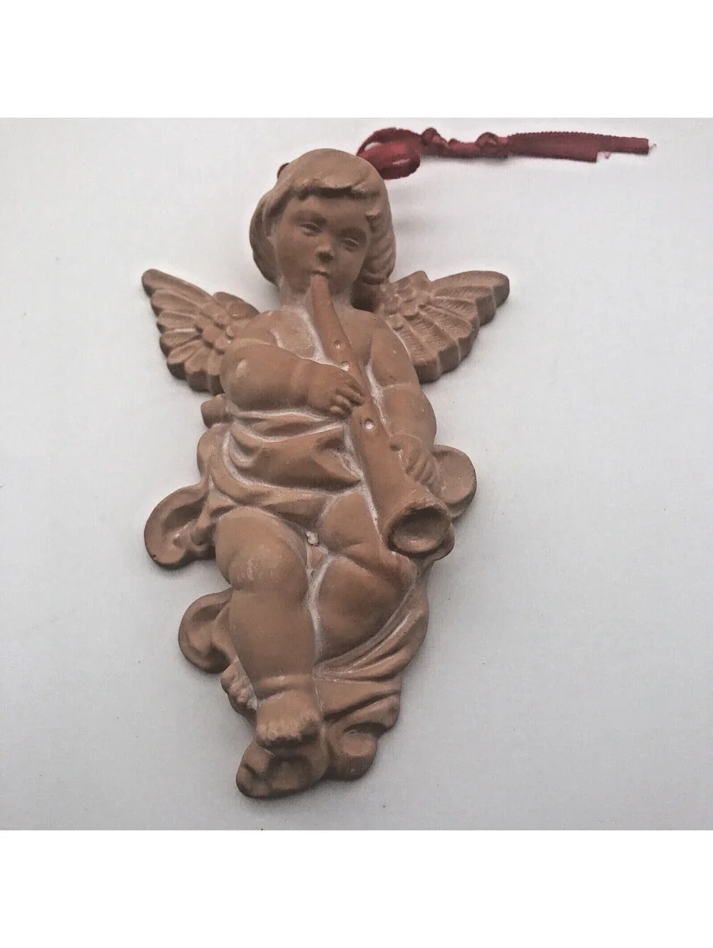 Vtg Angel Ornaments Instruments Wall Hanging Korea Terracotta 6” Christmas